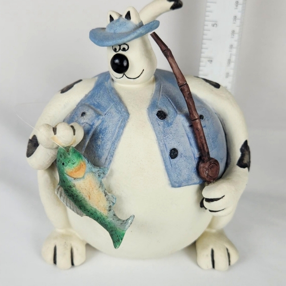 AppleTree Designs Fat Cat Fisherman Pottery Figurine. By Eduardo - Picture 1 of 10